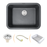 Smoke Grey Quartz Single Bowl Kitchen Sink  (24 x 18 x 9 inches)