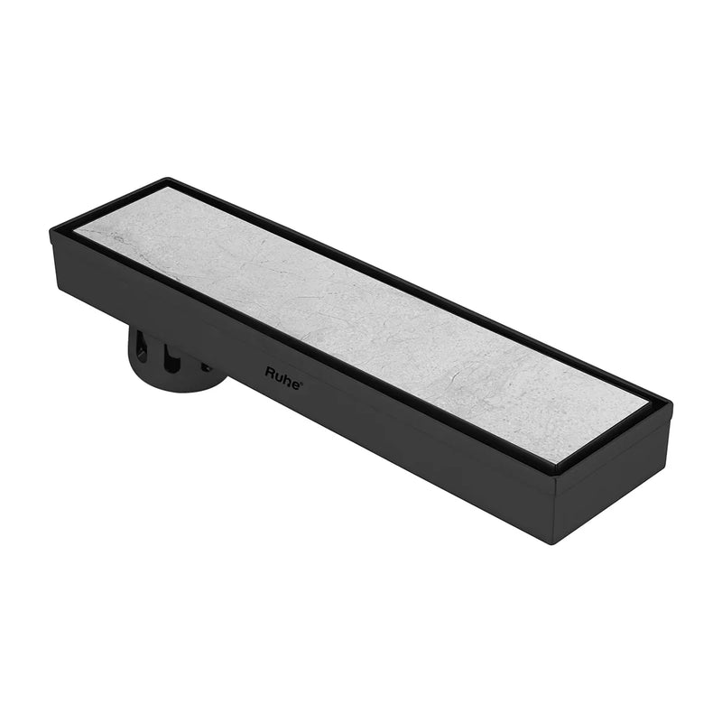 Marble-Insert Shower Drain Channel Black (3 Inches)