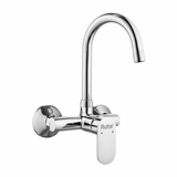 Demure Single Lever Wall-mount Brass Mixer Faucet with Swivel Spout (15 Inches) - by Ruhe®