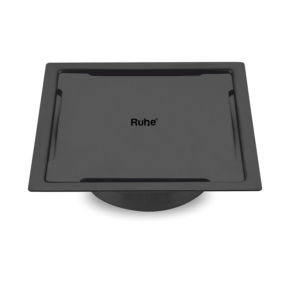 Diamond Square Flat Cut Floor Drain in Black PVD Coating (5 x 5 Inches) - by Ruhe