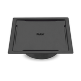 Diamond Square Flat Cut Floor Drain in Black PVD Coating (5 x 5 Inches) - by Ruhe