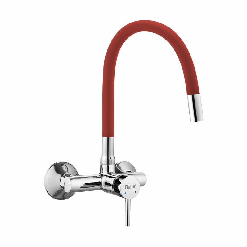 Kara Single Lever Wall-mount Kitchen Sink Mixer Tap with Coloured Silicone Spout