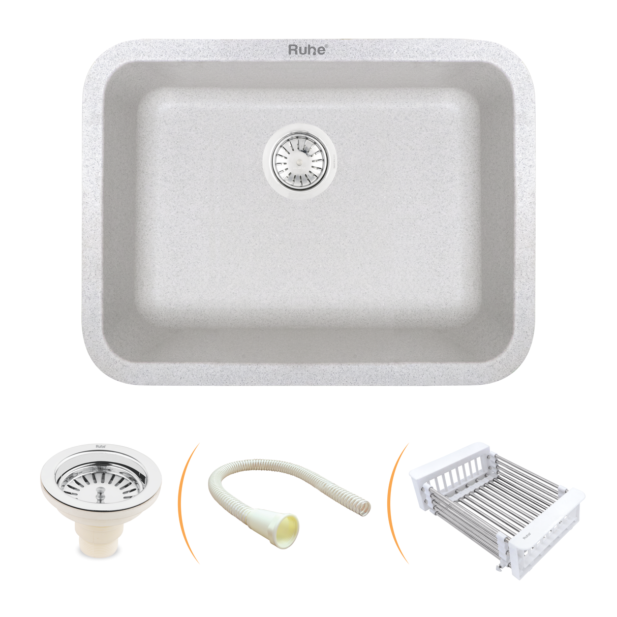 Sand Pluto Quartz Single Bowl Kitchen Sink  (24 x 18 x 9 inches) - by Ruhe