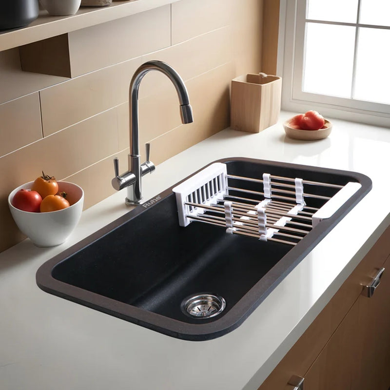 Quartz Single Bowl Matte Black Kitchen Sink (31 x 19 x 9 Inches)