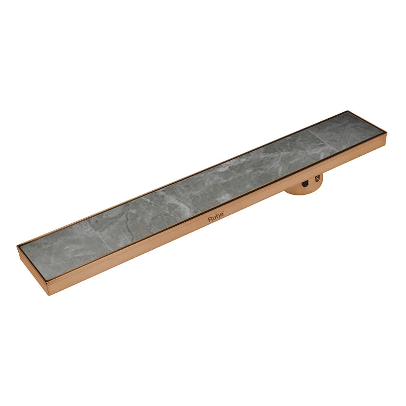Marble Insert Shower Drain Channel (48 x 4 Inches) Antique Copper PVD Coated - by Ruhe
