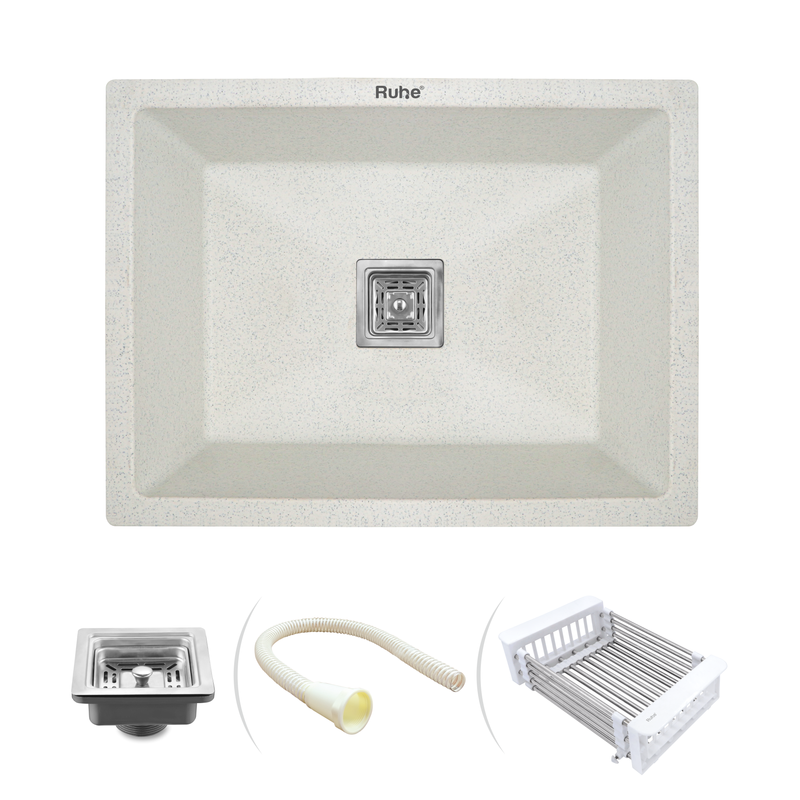 Quartz Single Bowl Kitchen Sink (21 x 18 x 9 Inches)