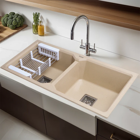 Quartz Double Bowl Kitchen Sink Coloured (37 x 18 x 9 Inches)