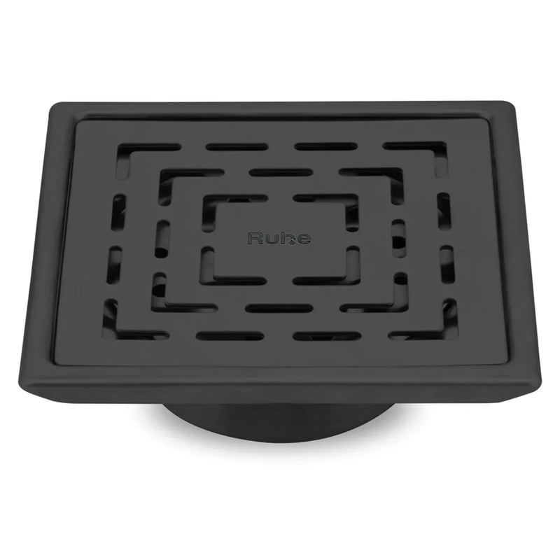 Sapphire Square 304-Grade Floor Drain in Black PVD Coating (6 x 6 Inches) - by Ruhe