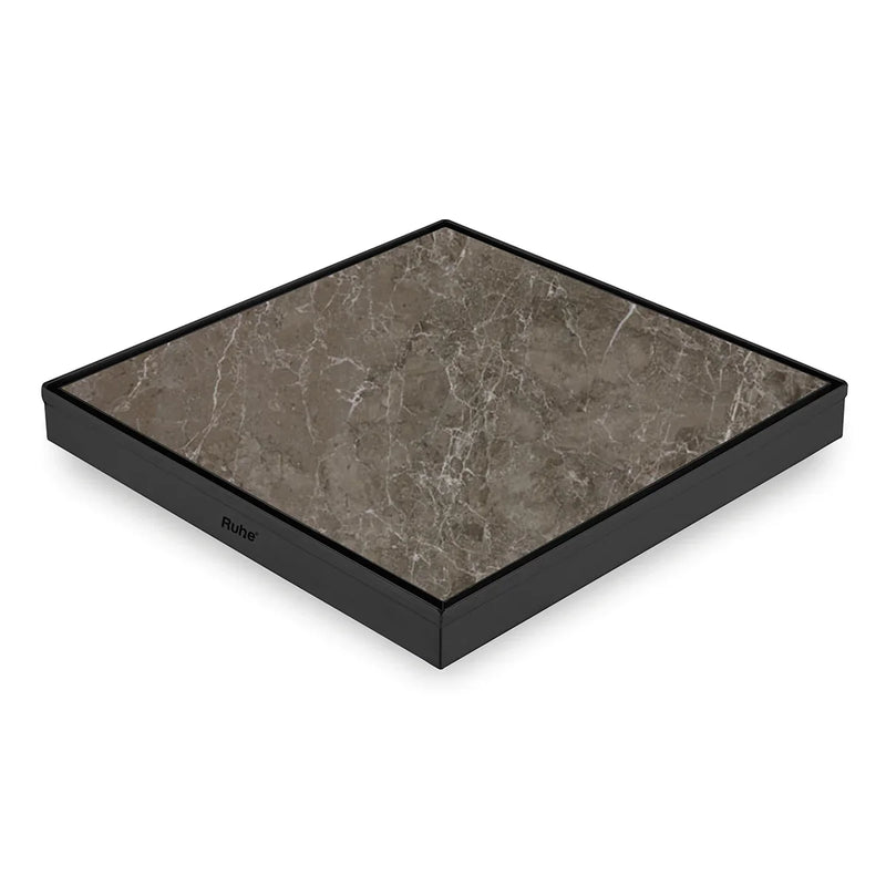 Marble Insert Shower Drain Channel (12 x 12 Inches) Black PVD Coated - by Ruhe