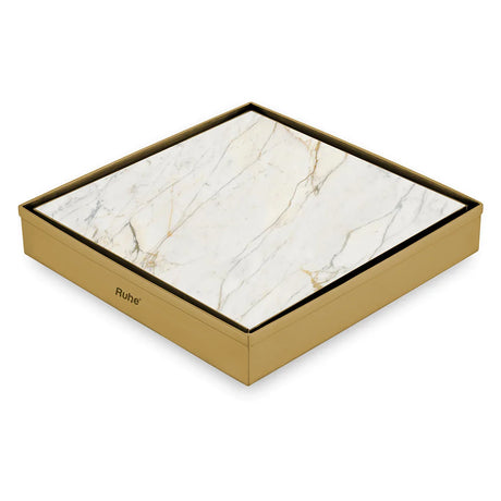 Marble-Insert Shower Drain Channel (8 x 8 Inches)