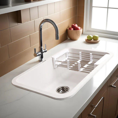 Quartz Single Bowl Round Kitchen Sink (24 x 18 x 9 Inches)