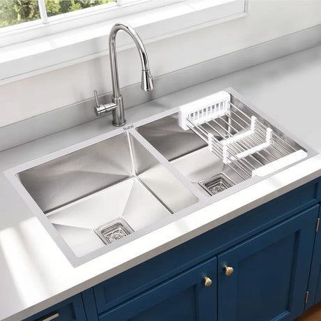 Handmade Double Bowl Kitchen Sink (37 x 18 x 10 Inches)