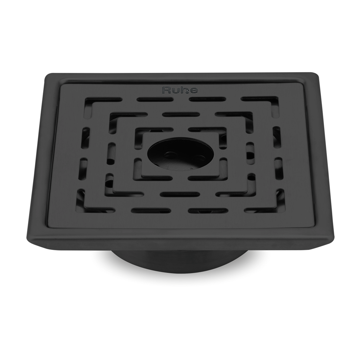 Sapphire Square 304-Grade Floor Drain in Black PVD Coating (5 x 5 Inches) with Hole - by Ruhe