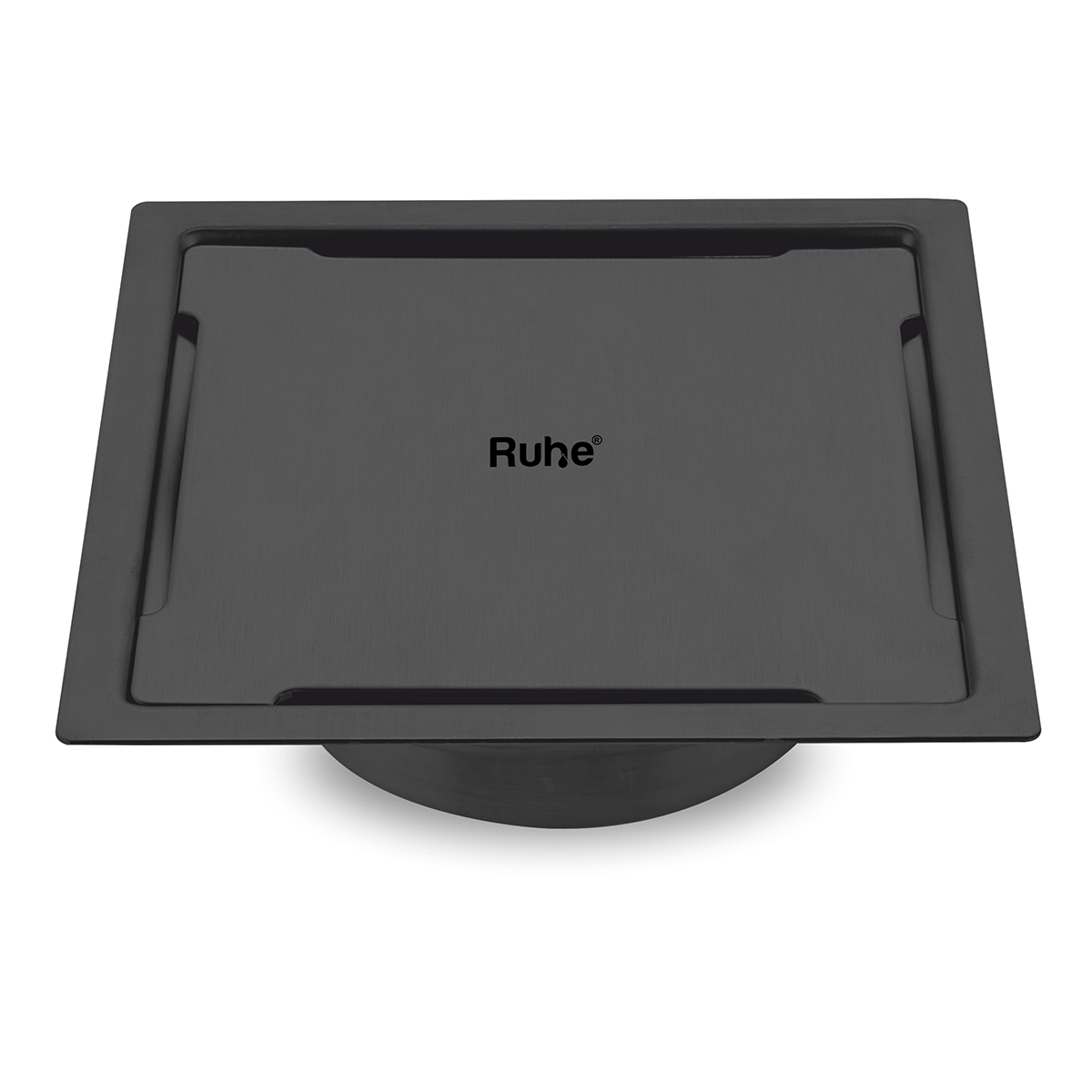 Diamond Square Flat Cut Floor Drain in Black PVD Coating (6 x 6 Inches) - by Ruhe®