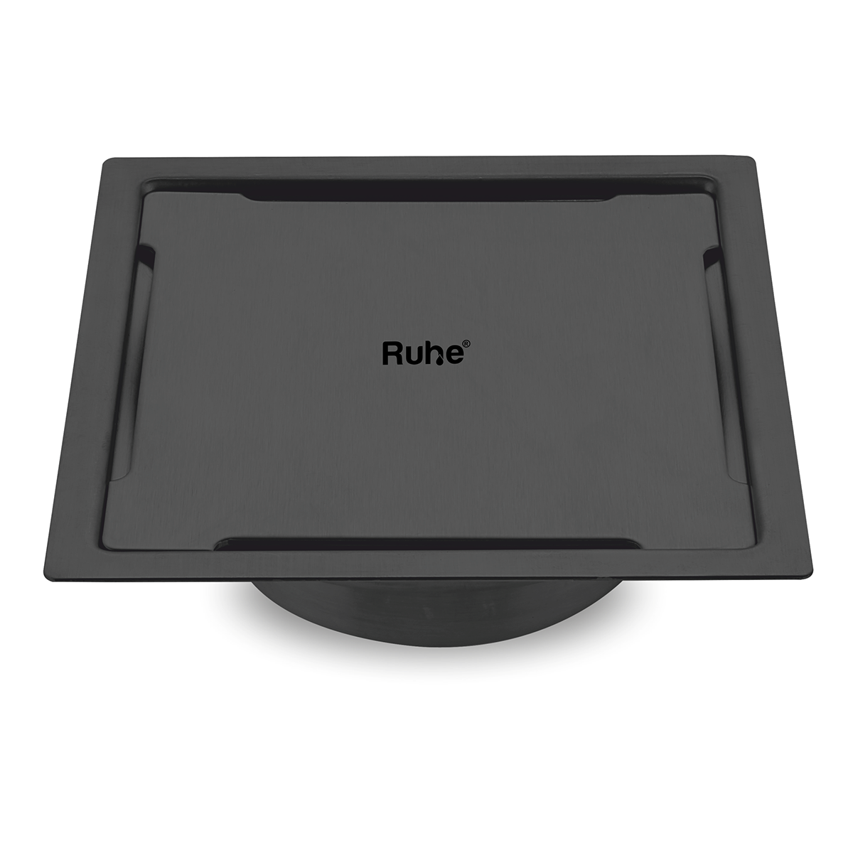 Diamond Square Flat Cut Floor Drain in Black PVD Coating (6 x 6 Inches) - by Ruhe