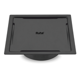 Diamond Square Flat Cut Floor Drain in Black PVD Coating (6 x 6 Inches) - by Ruhe®