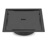 Diamond Square Flat Cut Floor Drain in Black PVD Coating (6 x 6 Inches) - by Ruhe