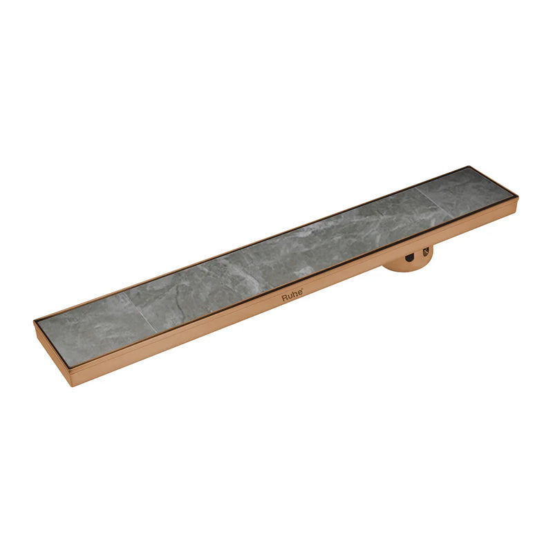 Marble Insert Shower Drain Channel (40 x 4 Inches) Antique Copper PVD Coated - by Ruhe