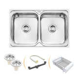 Square Double Bowl 304-Grade (32 x 20 x 8 inches) Kitchen Sink - by Ruhe