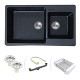 Quartz Double Bowl Kitchen Sink - Matte Black