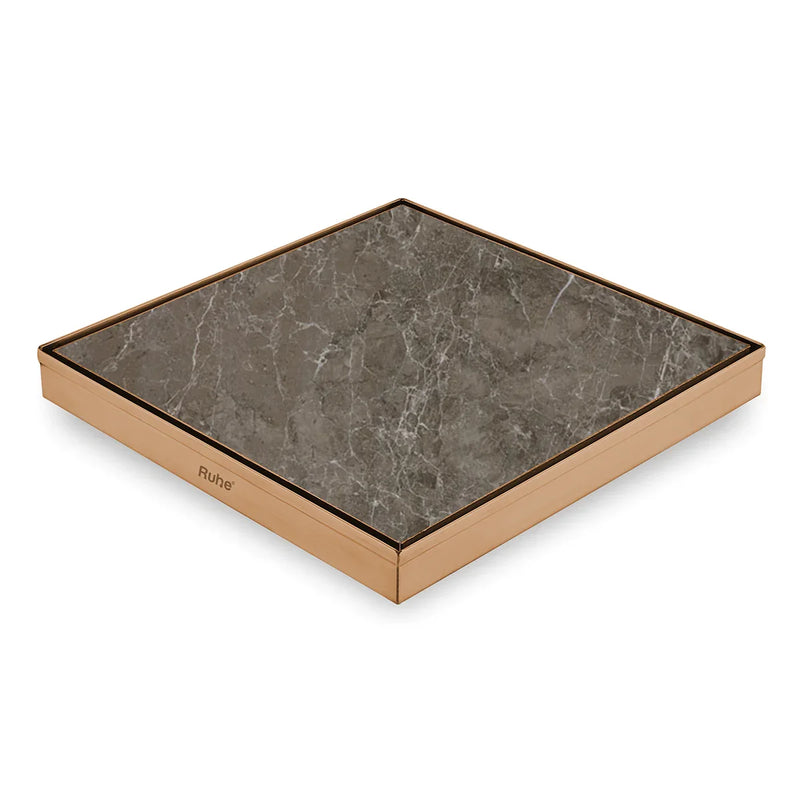 Marble Insert Shower Drain Channel (12 x 12 Inches) Antique Copper PVD Coated - by Ruhe