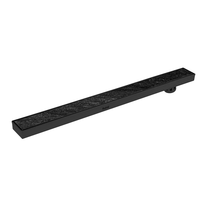 Marble-Insert Shower Drain Channel Black (3 Inches)