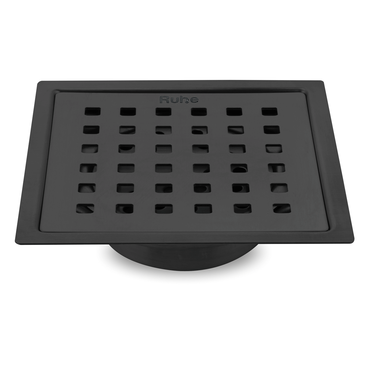 Pearl Square Flat Cut Floor Drain in Black PVD Coating (6 x 6 Inches) - by Ruhe