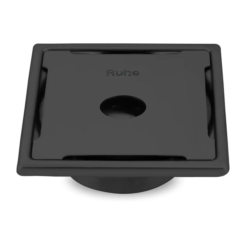 Diamond Square 304-Grade Floor Drain in Black PVD Coating (5 x 5 Inches) with Hole - by Ruhe