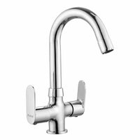 Demure Brass Double Handle Wash Basin Mixer Tap with Swivel Spout