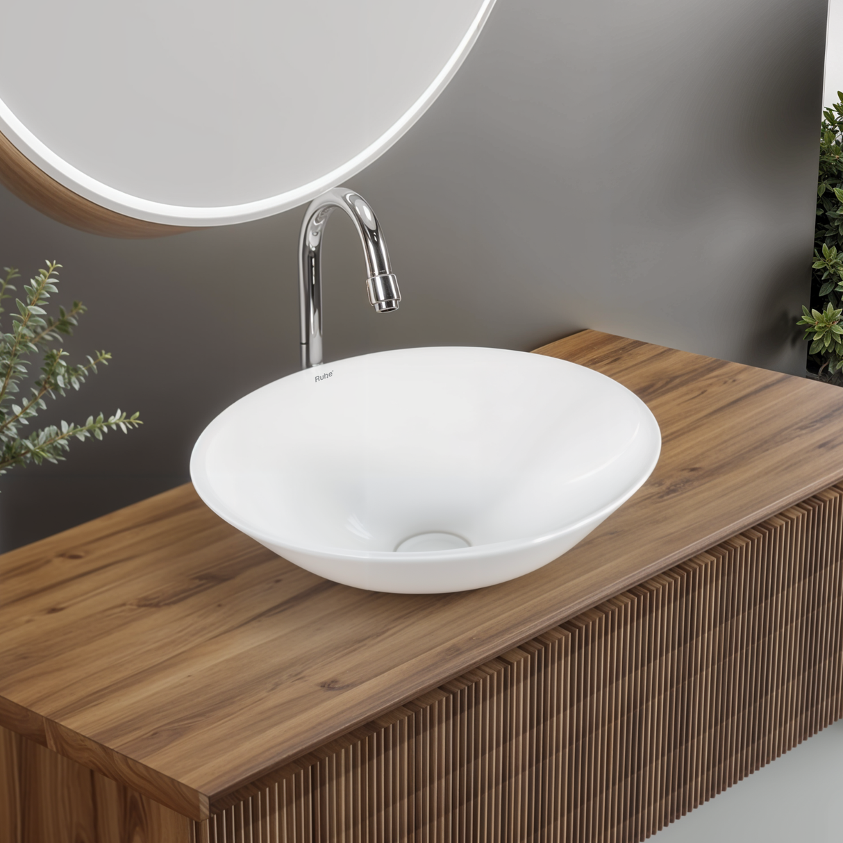 Amara Counter Wash Basin (White) - by Ruhe