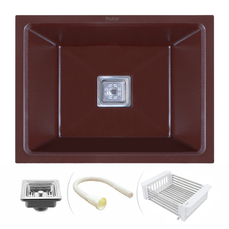 Quartz Single Bowl Kitchen Sink Coloured (21 x 18 x 9 Inches)