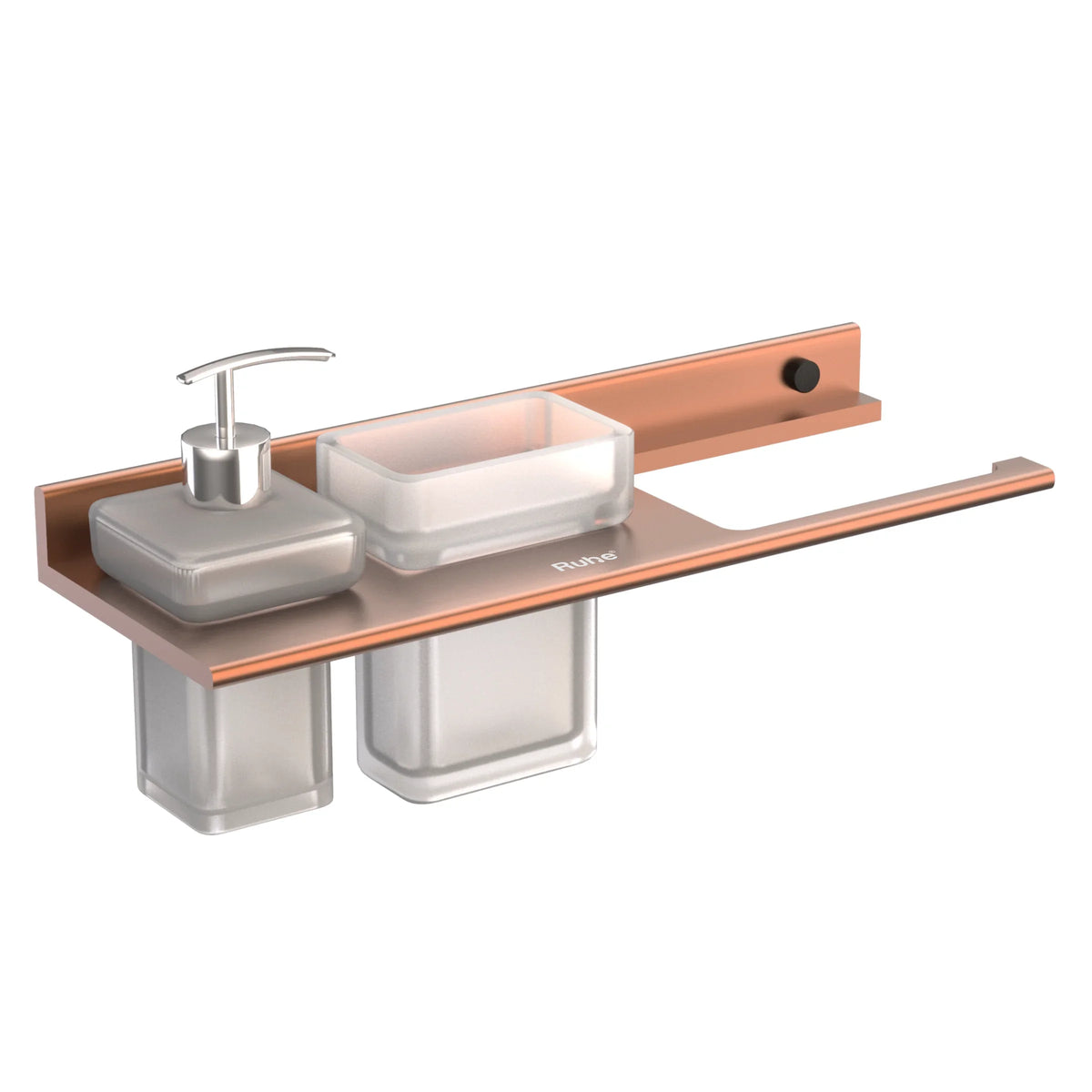 Ember Aluminium Towel Ring with Glass Tumbler & Soap Dispenser