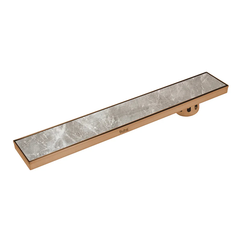 Marble Insert Shower Drain Channel (36 x 5 Inches) Antique Copper PVD Coated - by Ruhe