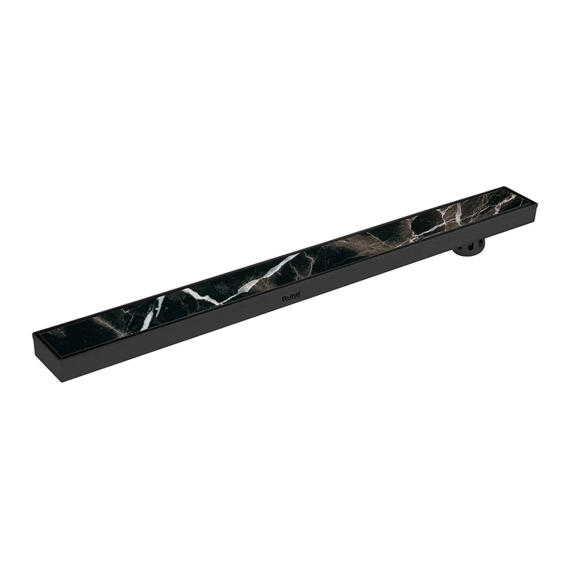 Marble-Insert Shower Drain Channel Black (3 Inches)