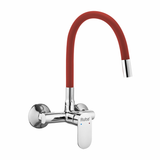 Demure Single Lever Wall-mount Sink Mixer Brass Faucet with Red Silicone Spout - by Ruhe®