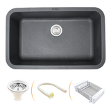 Smoke Grey Quartz Single Bowl Kitchen Sink  (31 x 19 x 9 inches) - by Ruhe