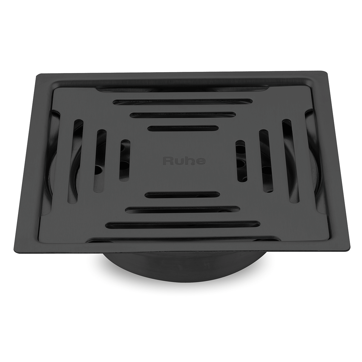 Opal Square Flat Cut Floor Drain in Black PVD Coating (6 x 6 Inches) - by Ruhe