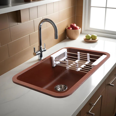 Quartz Single Bowl Round Kitchen Sink (24 x 18 x 9 Inches)