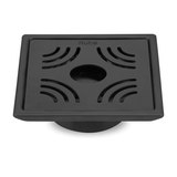 Emerald Square 304-Grade Floor Drain in Black PVD Coating (5 x 5 Inches) with Hole