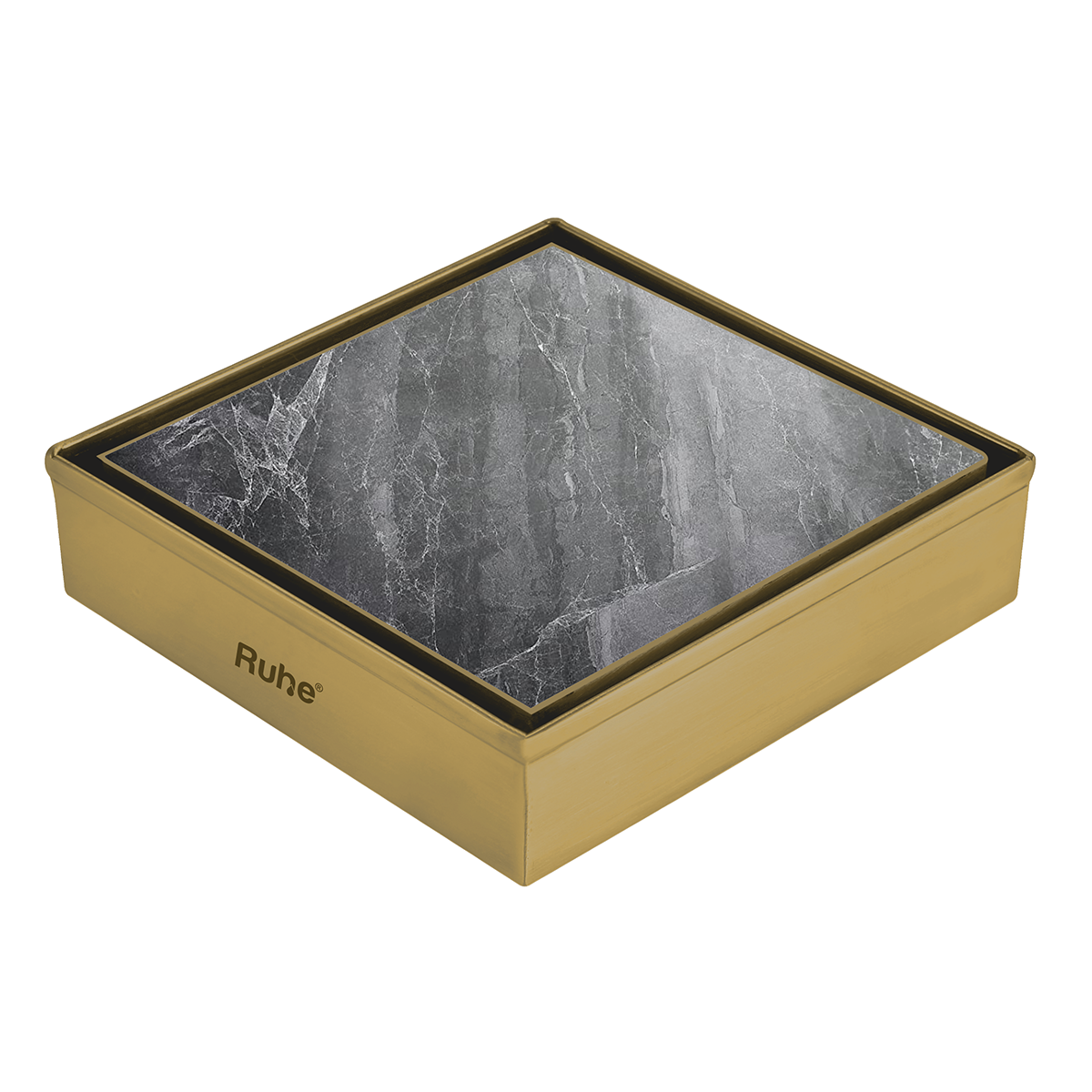 Marble Insert Shower Drain Channel (5 x 5 Inches) YELLOW GOLD PVD Coated - by Ruhe®