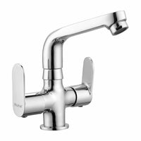 Demure Brass Double Handle Wash Basin Mixer Tap with Swivel Spout