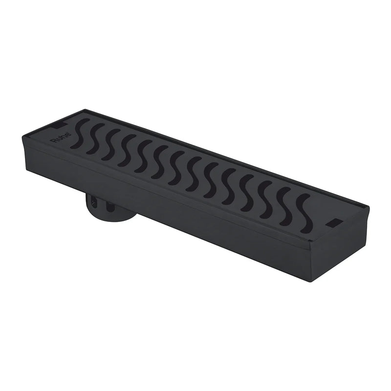 Wave Shower Drain Channel (18 x 3 Inches) Black PVD Coated - by Ruhe