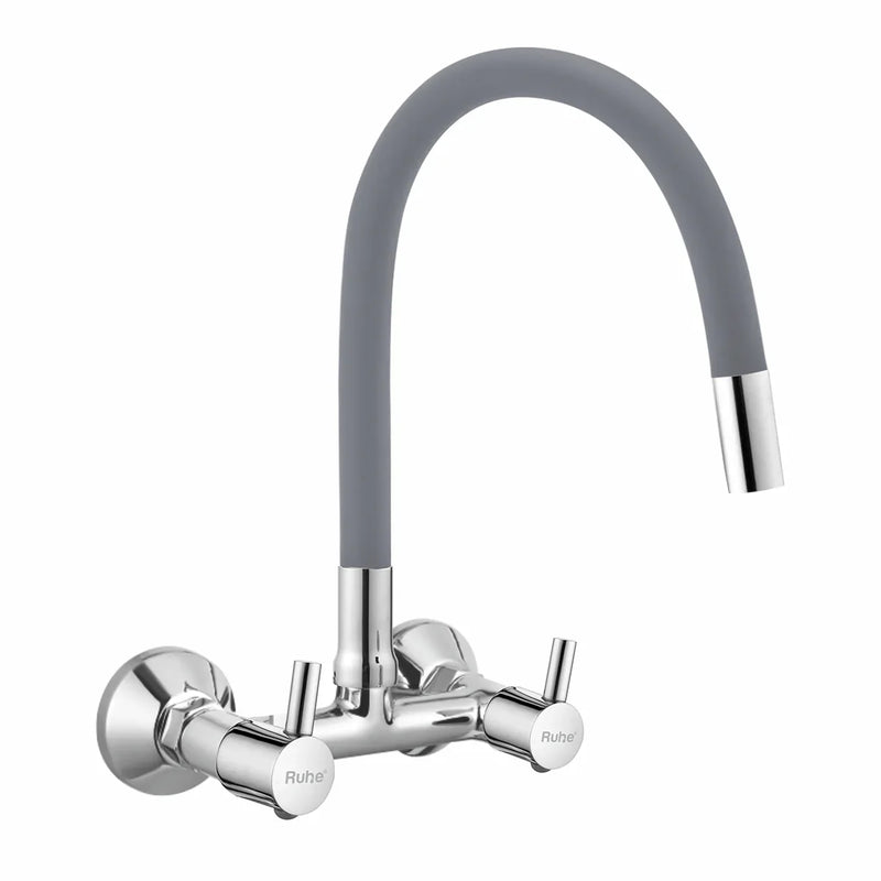 Kara Wall-mount Kitchen Sink Mixer Tap with Grey Silicone Spout - by Ruhe