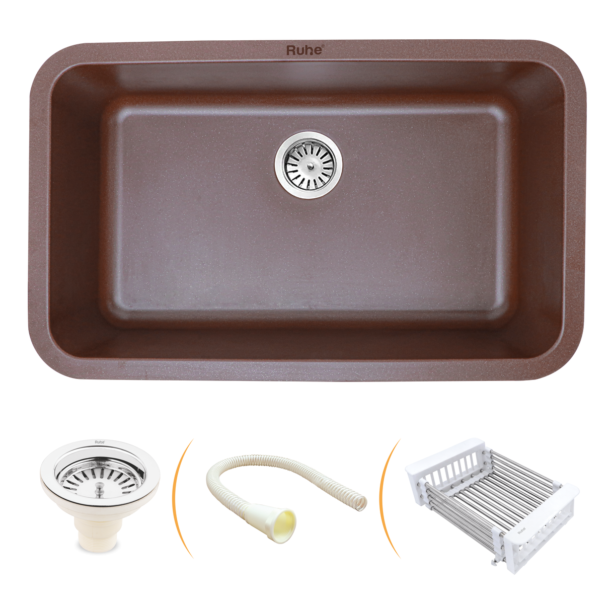 Choco Brown Quartz Single Bowl Kitchen Sink  (31 x 19 x 9 inches) - by Ruhe