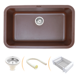 Choco Brown Quartz Single Bowl Kitchen Sink  (31 x 19 x 9 inches) - by Ruhe