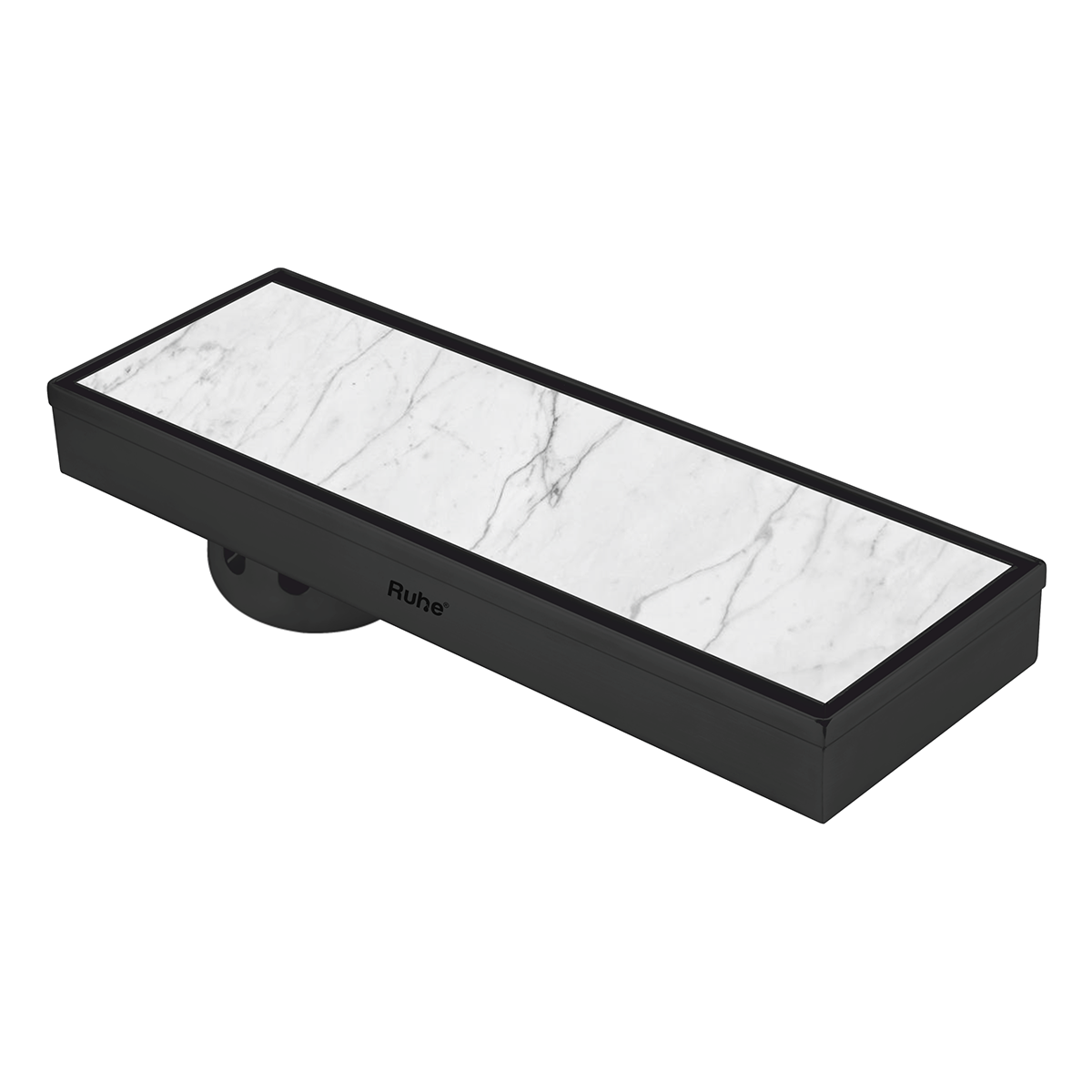 Marble Insert Shower Drain Channel (12 x 4 Inches) Black PVD Coated - by Ruhe®