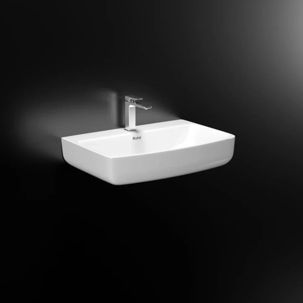 Buna Rectangular Wall-Hung Wash Basin (18 x 14.5 x 6 Inches)