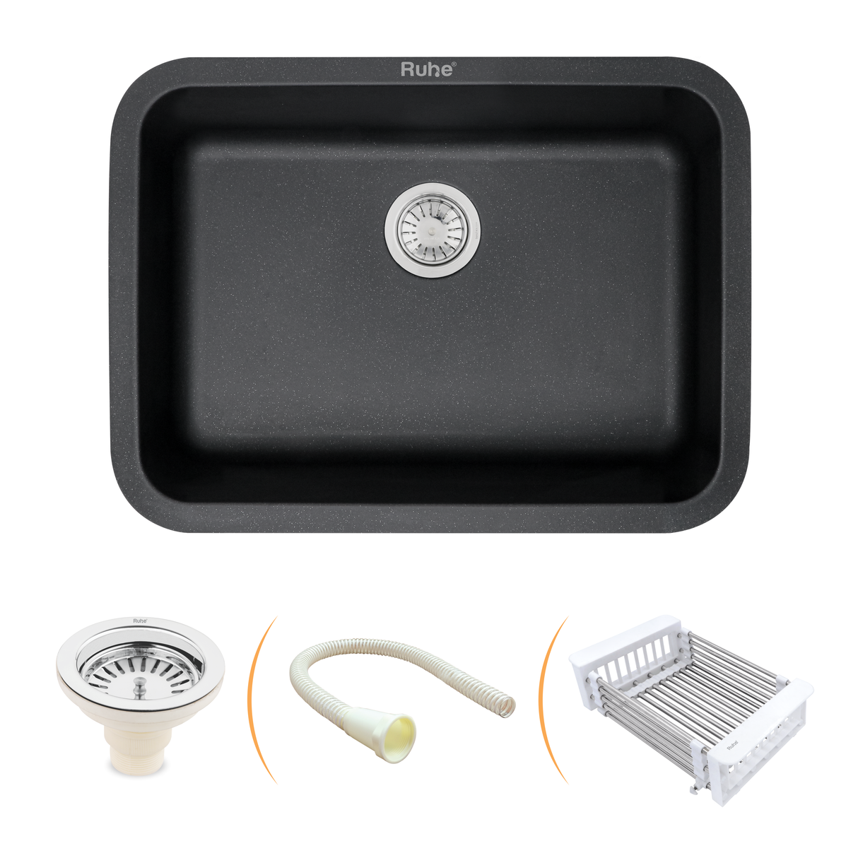 Matte Black Quartz Single Bowl Kitchen Sink  (24 x 18 x 9 inches) - by Ruhe