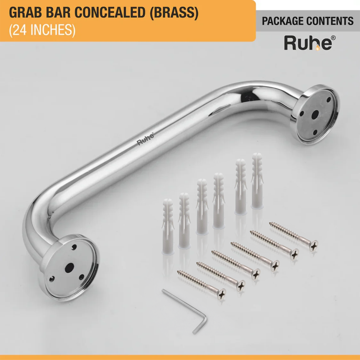 Brass Grab Bar Concealed (24 inches) - by Ruhe