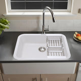 Quartz Single Bowl Kitchen Sink with Rounded Corners - Crystal White (24 x 18 x 9)  - by Ruhe